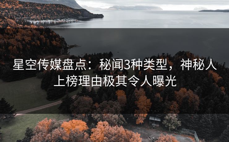 星空传媒盘点：秘闻3种类型，神秘人上榜理由极其令人曝光