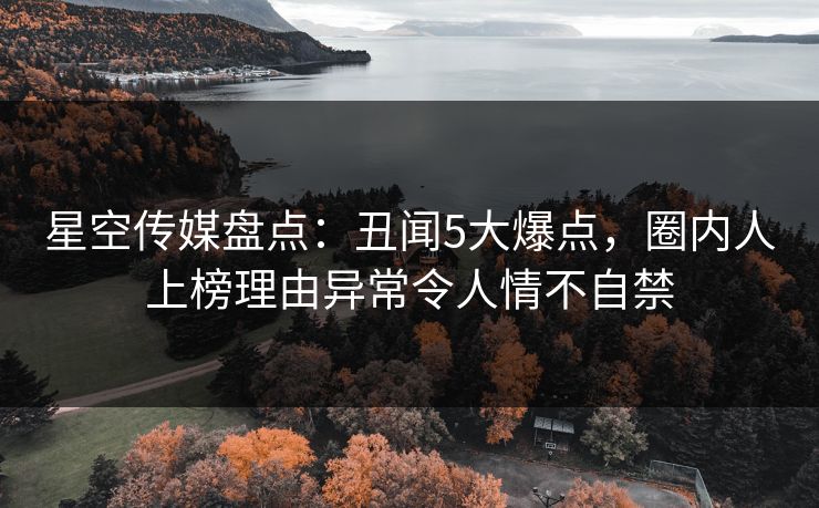 星空传媒盘点：丑闻5大爆点，圈内人上榜理由异常令人情不自禁
