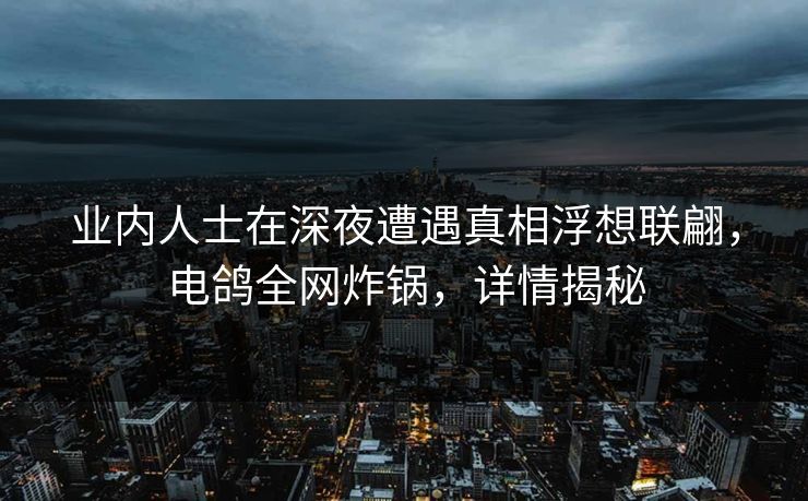 业内人士在深夜遭遇真相浮想联翩，电鸽全网炸锅，详情揭秘